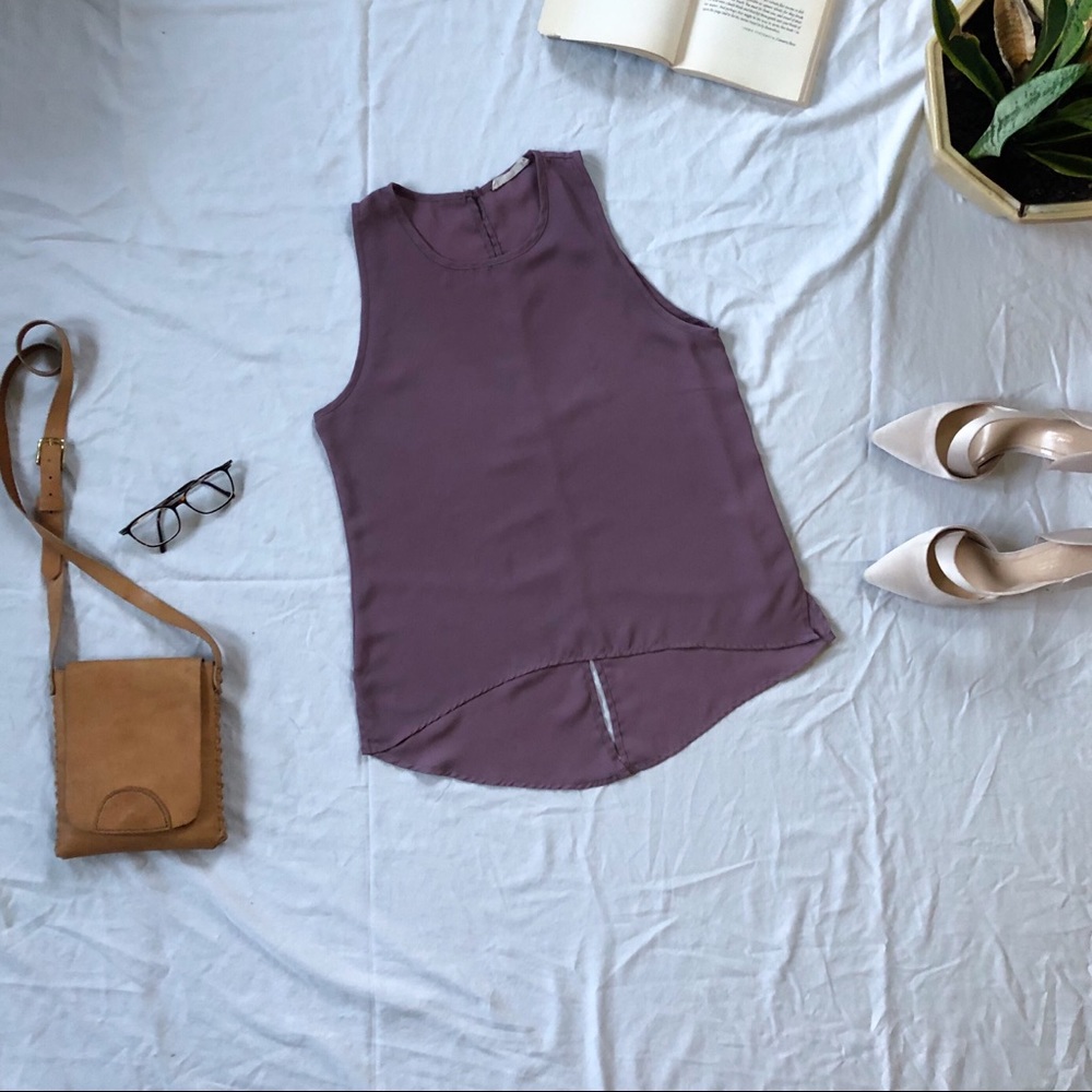Sophie Rue Mauve Back-Slit Tank Top Blouse